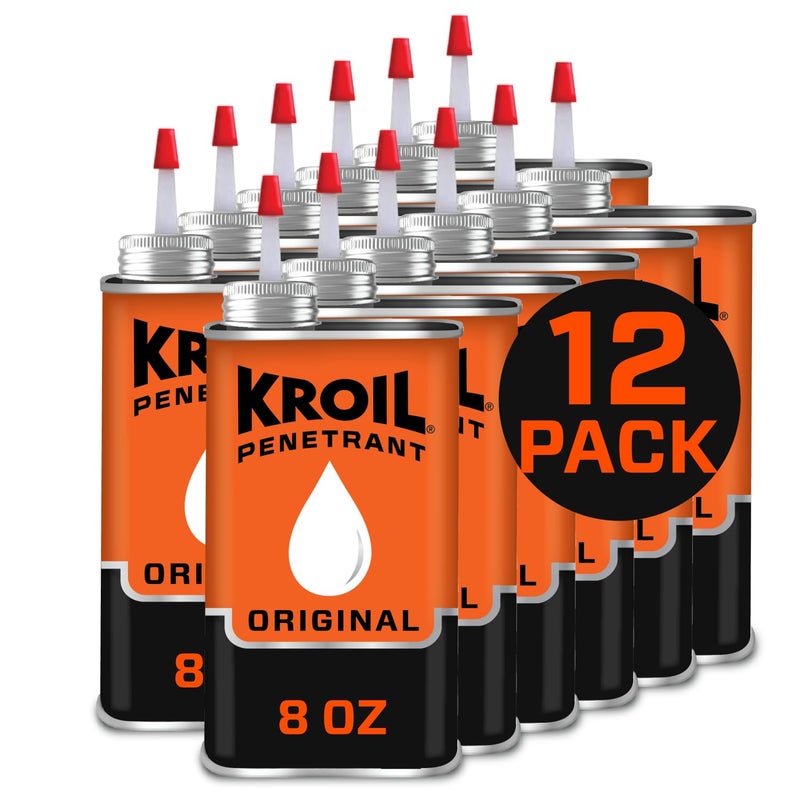 KROIL زيت كرويل الأصلي المخترق (علبة بالتنقيط - 8 أونصة - علبة بها 12 علبة) | اختراق البراغي الصدئة والمعادن والمفصلات والسلاسل والأجزاء المتحركة | الصدأ، مثبط التآكل (AZKL081C12) - Image 1